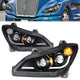 Black Pair L+R LED DRL Turn Signal Headligths <br>22-25 Kenworth T680 Next Gen