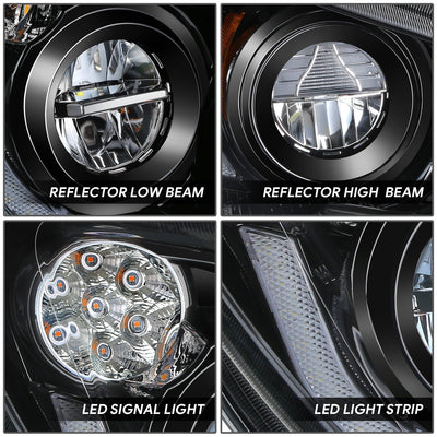 Black Pair L+R LED DRL Turn Signal Headligths <br>22-25 Kenworth T680 Next Gen
