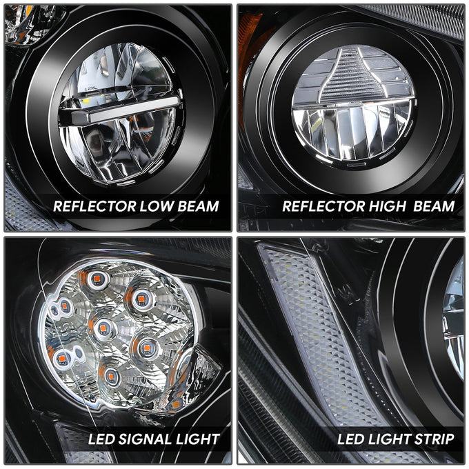 Black Pair L+R LED DRL Turn Signal Headligths <br>22-25 Kenworth T680 Next Gen