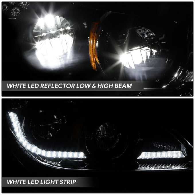 Black Pair L+R LED DRL Turn Signal Headligths <br>22-25 Kenworth T680 Next Gen