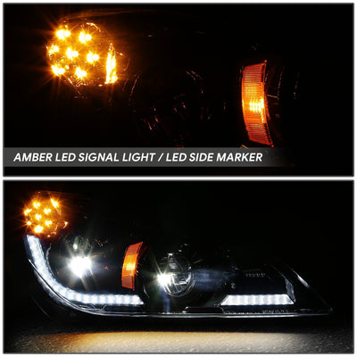 Black Pair L+R LED DRL Turn Signal Headligths <br>22-25 Kenworth T680 Next Gen