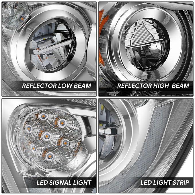 Chrome Pair L+R LED DRL Turn Signal Headligths <br>22-25 Kenworth T680 Next Gen