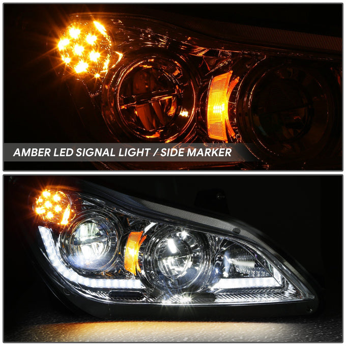 Chrome Pair L+R LED DRL Turn Signal Headligths <br>22-25 Kenworth T680 Next Gen
