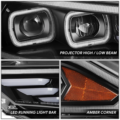 Full White LED Projector Halo Rings Headlights <br>18-23 Ford Mustang