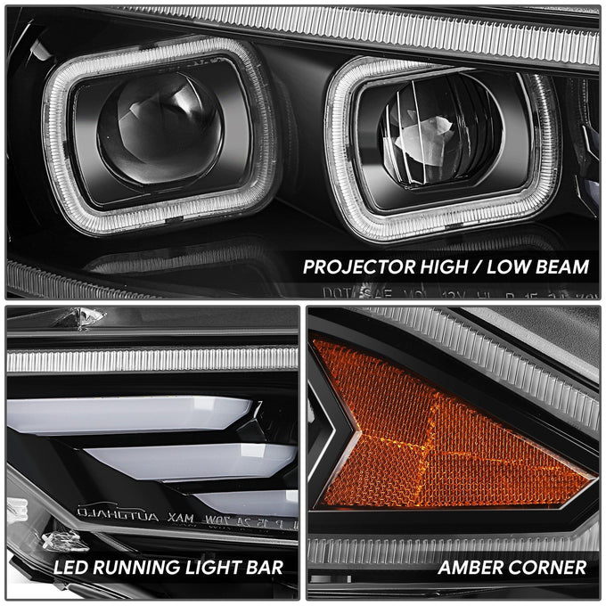 Full White LED Projector Halo Rings Headlights <br>18-23 Ford Mustang