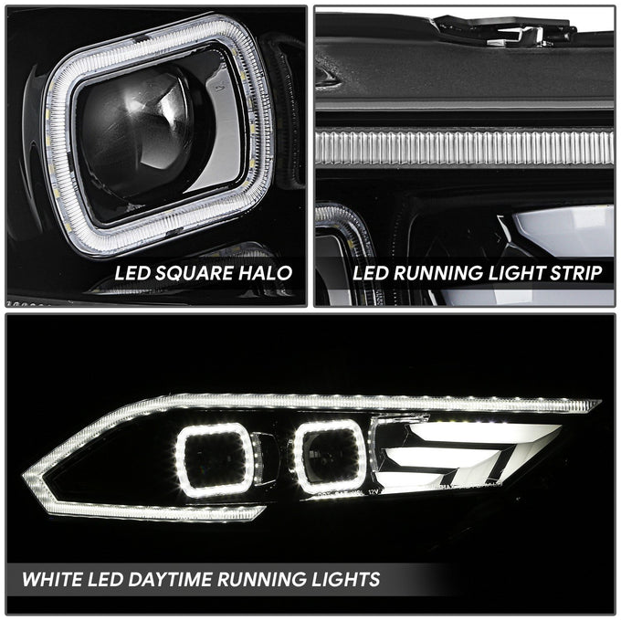 Full White LED Projector Halo Rings Headlights <br>18-23 Ford Mustang