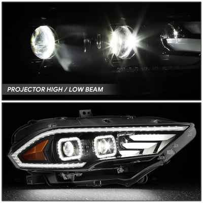 Full White LED Projector Halo Rings Headlights <br>18-23 Ford Mustang