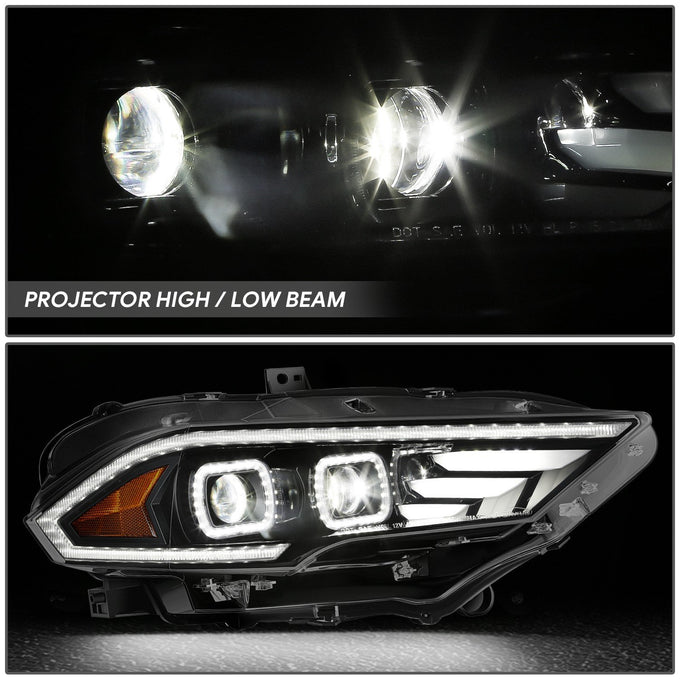 Full White LED Projector Halo Rings Headlights <br>18-23 Ford Mustang