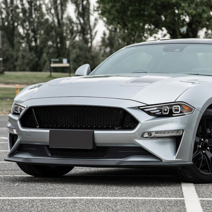 Full White LED Projector Halo Rings Headlights <br>18-23 Ford Mustang