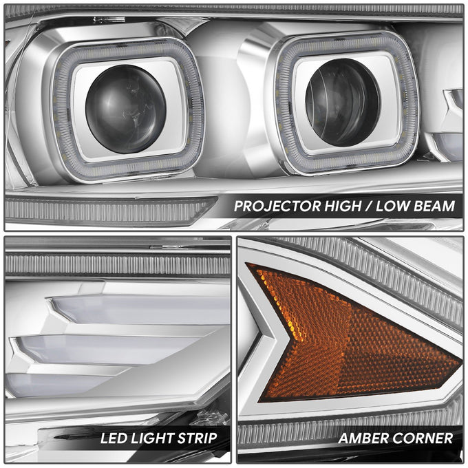 Full White LED Projector Halo Rings Headlights <br>18-23 Ford Mustang