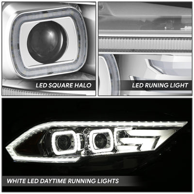 Full White LED Projector Halo Rings Headlights <br>18-23 Ford Mustang