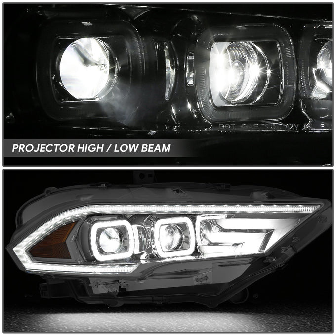 Full White LED Projector Halo Rings Headlights <br>18-23 Ford Mustang