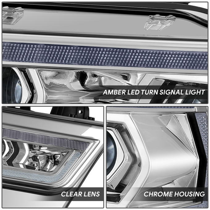 Chrome Housing Full White LED Headlights w/Side Marker<br>19-24 Ram 1500