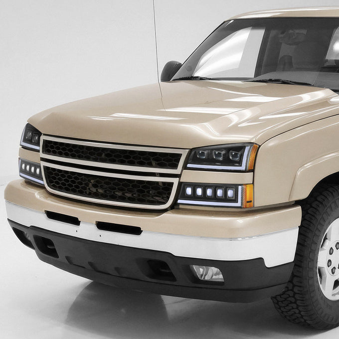 Start-Up DRL LED Sequential Projector Headlights <br> 03-07 Chevy Silverado Avalance 1500-3500HD Classic