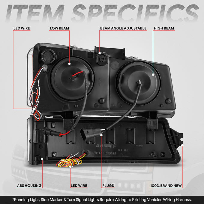 Start-Up DRL LED Sequential Projector Headlights <br> 03-07 Chevy Silverado Avalance 1500-3500HD Classic