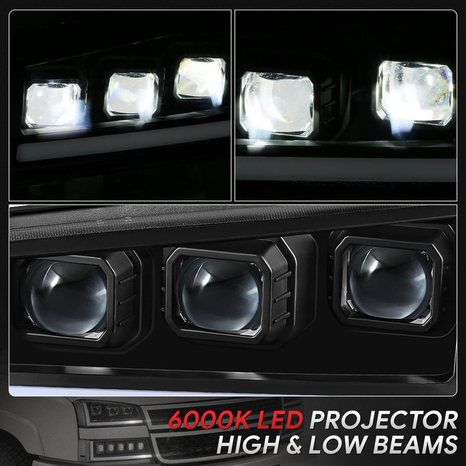 Start-Up DRL LED Sequential Projector Headlights <br> 03-07 Chevy Silverado Avalance 1500-3500HD Classic