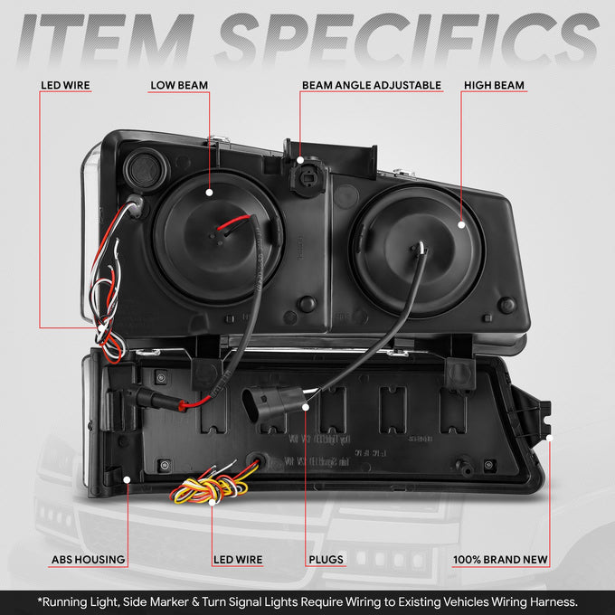 Start-Up DRL LED Sequential Projector Headlights <br> 03-07 Chevy Silverado Avalance 1500-3500HD Classic