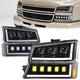 Start-Up DRL LED Sequential Projector Headlights <br> 03-07 Chevy Silverado Avalance 1500-3500HD Classic