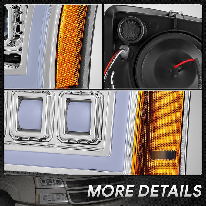 Start-Up DRL LED Sequential Projector Headlights <br> 03-07 Chevy Silverado Avalance 1500-3500HD Classic