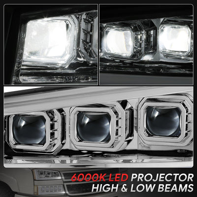 Start-Up DRL LED Sequential Projector Headlights <br> 03-07 Chevy Silverado Avalance 1500-3500HD Classic