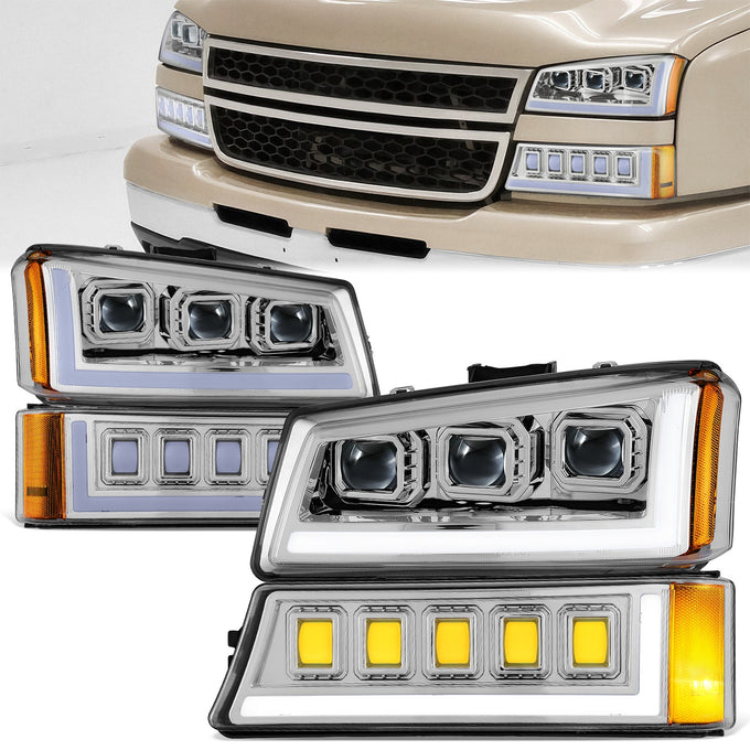 Start-Up DRL LED Sequential Projector Headlights <br> 03-07 Chevy Silverado Avalance 1500-3500HD Classic