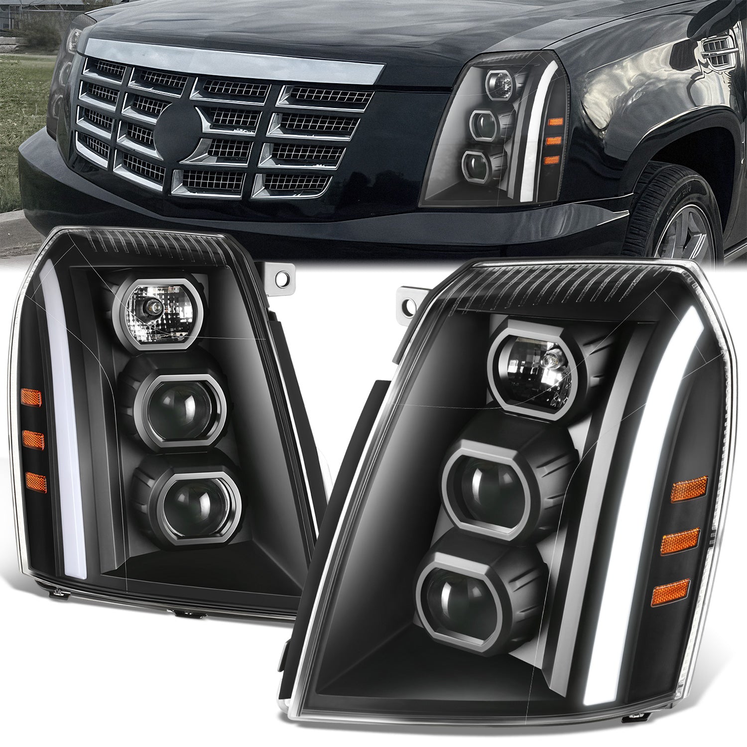 LED Switchback Headlights <br>07-14 Cadillac Escalade ESV, EXT