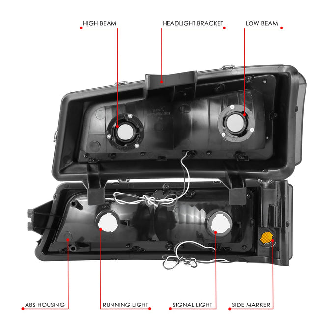 LED DRL Headlights<br>03-06 Chevy Avalanche Silverado 1500-3500 / HD