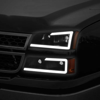 LED DRL Headlights<br>03-06 Chevy Avalanche Silverado 1500-3500 / HD