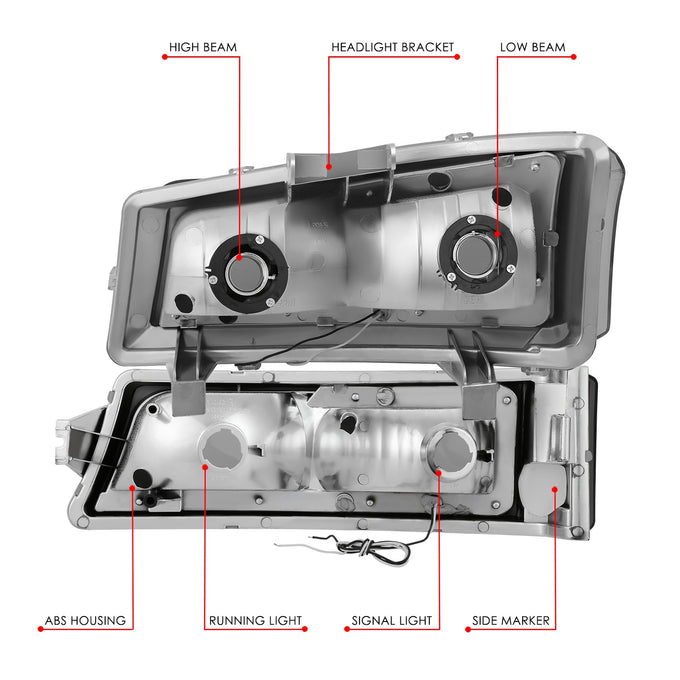 LED DRL Headlights<br>03-06 Chevy Avalanche Silverado 1500-3500 / HD