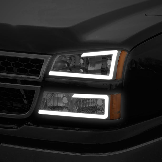 LED DRL Headlights<br>03-06 Chevy Avalanche Silverado 1500-3500 / HD