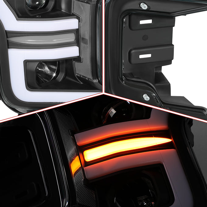 LED DRL Sequential Projector Headlights <br> 18-20 Ford F-150