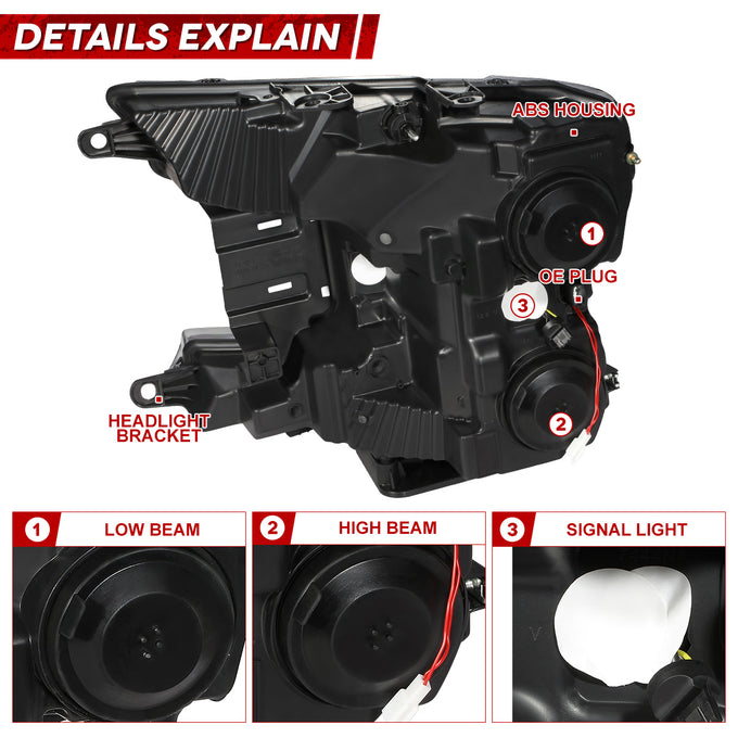 LED DRL Sequential Projector Headlights <br> 18-20 Ford F-150