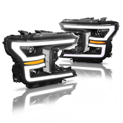 LED DRL Sequential Projector Headlights <br> 18-20 Ford F-150