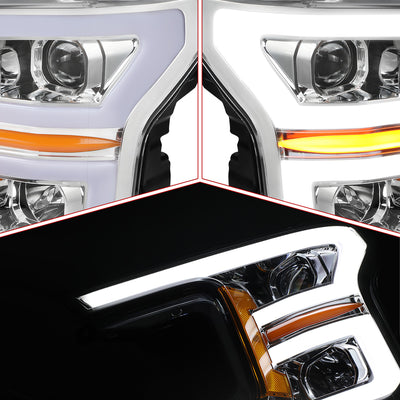 LED DRL Sequential Projector Headlights <br> 18-20 Ford F-150