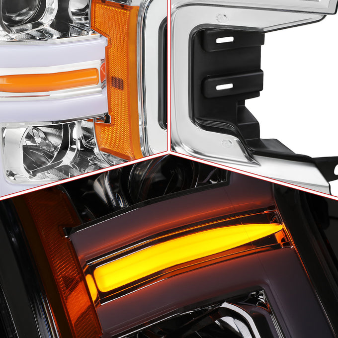LED DRL Sequential Projector Headlights <br> 18-20 Ford F-150