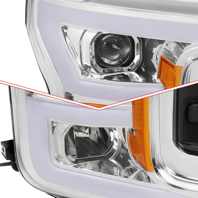 LED DRL Sequential Projector Headlights <br> 18-20 Ford F-150