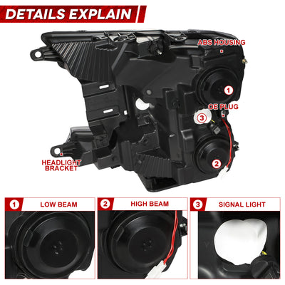 LED DRL Sequential Projector Headlights <br> 18-20 Ford F-150