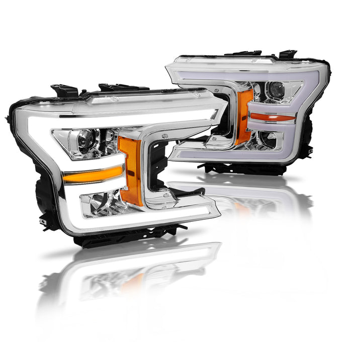 LED DRL Sequential Projector Headlights <br> 18-20 Ford F-150