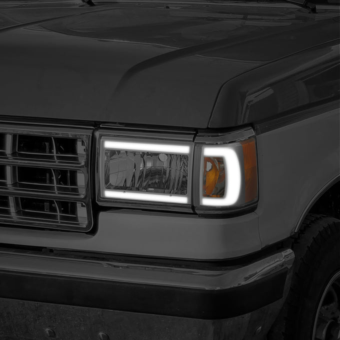 LED DRL Headlights (Left & Right) <BR>87-91 Ford Bronco, F-150, F-250, F-350