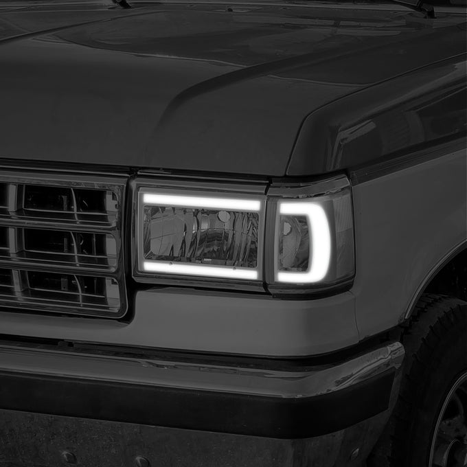 LED DRL Headlights (Left & Right) <BR>87-91 Ford Bronco, F-150, F-250, F-350