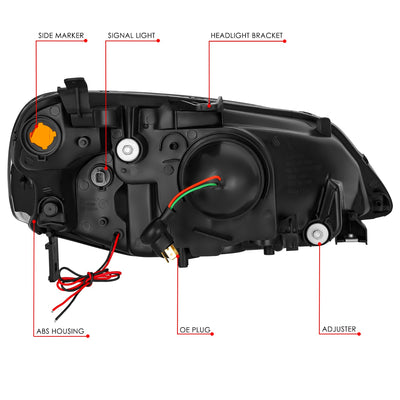 3D LED DRL Projector Headlights <BR> 01-03 Honda Civic Sedan / Coupe