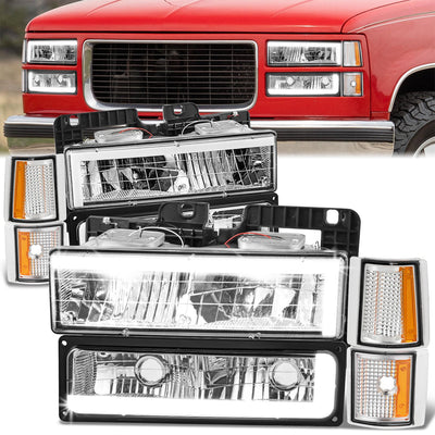 C-Full LED DRL Headlights+Turn Signal Lights <br>94-99 GMC C/K 1500 Yukon, C/K 1500-2500 Suburban