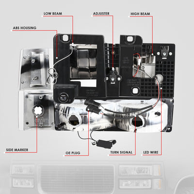C-Full LED DRL Headlights+Turn Signal Lights <br>94-99 GMC C/K 1500 Yukon, C/K 1500-2500 Suburban