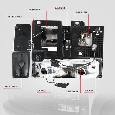 C-LED DRL Headlights+Turn Signal Lights <br>88-93 Chevy C/K 1500-3500 Suburban