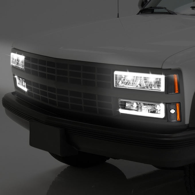 C-LED DRL Headlights+Turn Signal Lights <br>88-93 Chevy C/K 1500-3500 Suburban