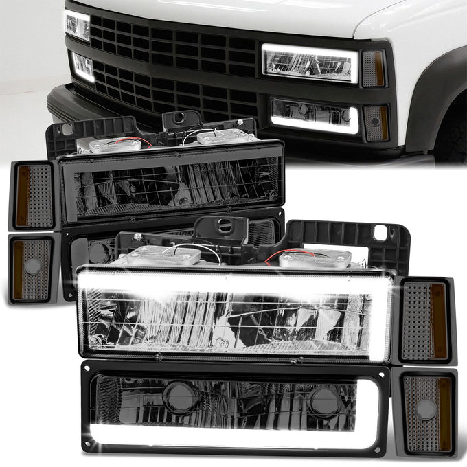 C-LED DRL Headlights+Turn Signal Lights <br>88-93 Chevy C/K 1500-3500 Suburban