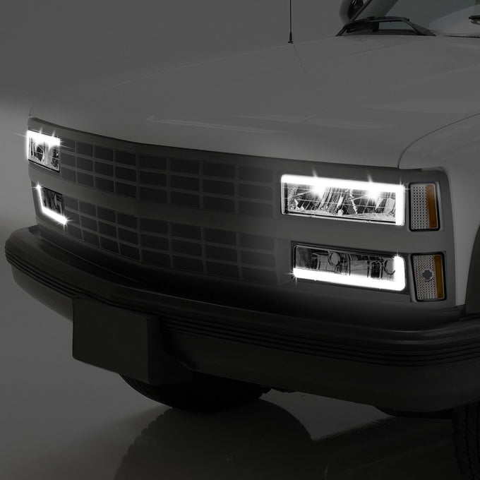C-LED DRL Headlights+Turn Signal Lights <br>88-93 Chevy C/K 1500-3500 Suburban