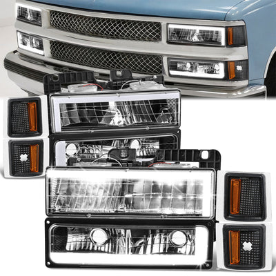 C-LED DRL Headlights+Turn Signal Lights <br>94-02 Chevy C/K 1500-3500 Suburban, Tahoe