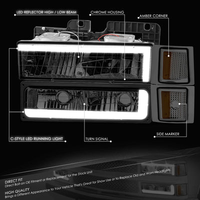 C-LED DRL Headlights+Turn Signal Lights <br>94-02 Chevy C/K 1500-3500 Suburban, Tahoe