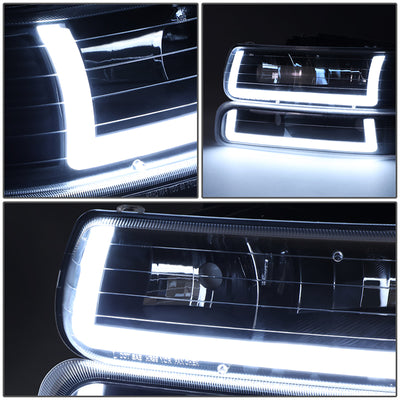 4Pcs U-Style LED DRL Switchback Headlights <br> 99-06 Chevy Silverado Suburban 1500 2500 3500